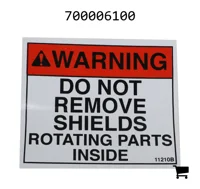 AGCO 700006100 Предупреждающая наклейка о защитных щитках