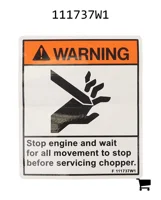 AGCO 111737W1 Предупреждающая наклейка