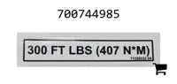 AGCO 700744985 Наклейка момента затяжки