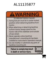 AGCO AL11135877 Предупреждающая наклейка