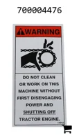 AGCO 700004476 Предупреждающая наклейка