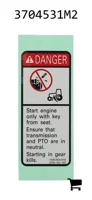 AGCO 3704531M2 Предупреждающая наклейка стартера